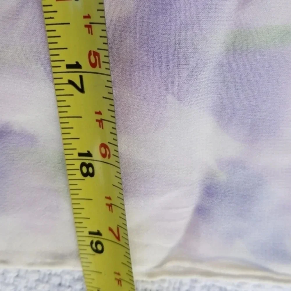 Vintage Silk Organza Watercolor Floral Scarf Sheer Lavender Green Wrap